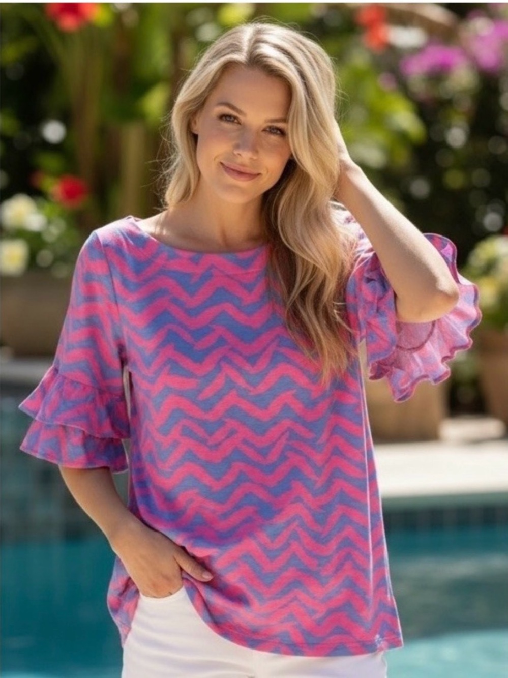 NWOT LILLY PULITZER Lula
Ruffle Sleeve Top Size
Medium Preppy Pretty Pink
Casual